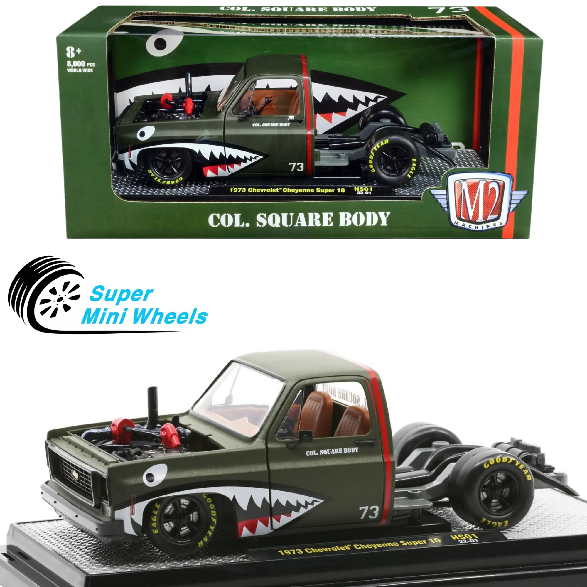 M2 Machines 1:24 1973 Chevrolet Cheyenne Super 10 SQUAREBODY Custom Bedless