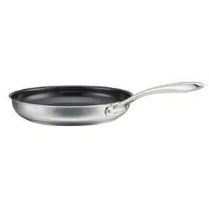 Cuisinart 12" Classic Stainless Ceramic Nonstick Skillet: Dishwasher-Safe, Stay-Cool Handle, Even-Heating, Silver