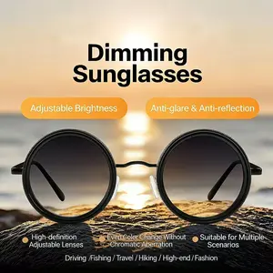 Polarized Round Sunglasses ND9 Adjustable Dimming Sun Glasses for Men Women Retro Punk Fishing Eyeglasses Outdoor Shades UV400