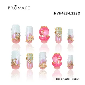 Promake New LD- Luxury Handmade Press on Nails-Nail Art Nail Care-With Nails Tools- 33MM Length Super Long Length - XS-XL Size