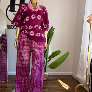 Ayoni baggy adire set two piece in purple