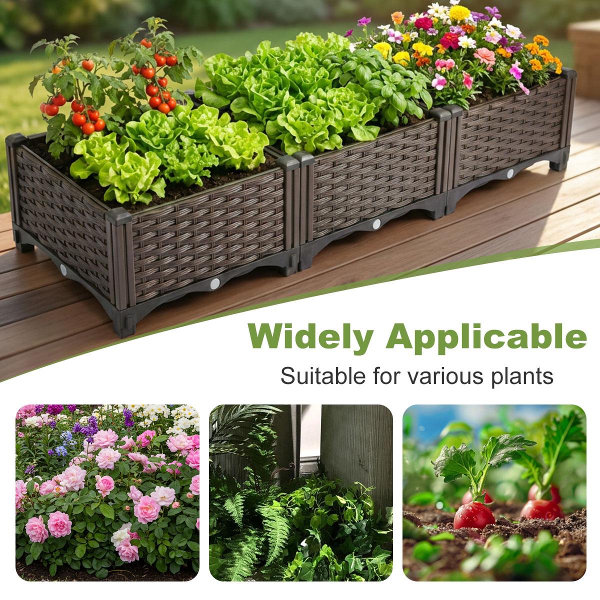 Raised Garden Bed – Strengthened PP Material, Tool-Free Assembly, Heat & Frost Resistant, With Water Storage & Drainage Chassis