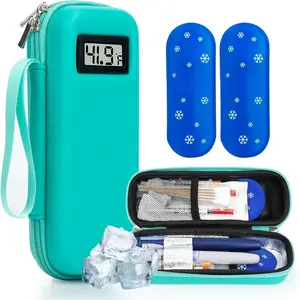 Insulin Travel Cooler with Temperature Display and Ice Packs
