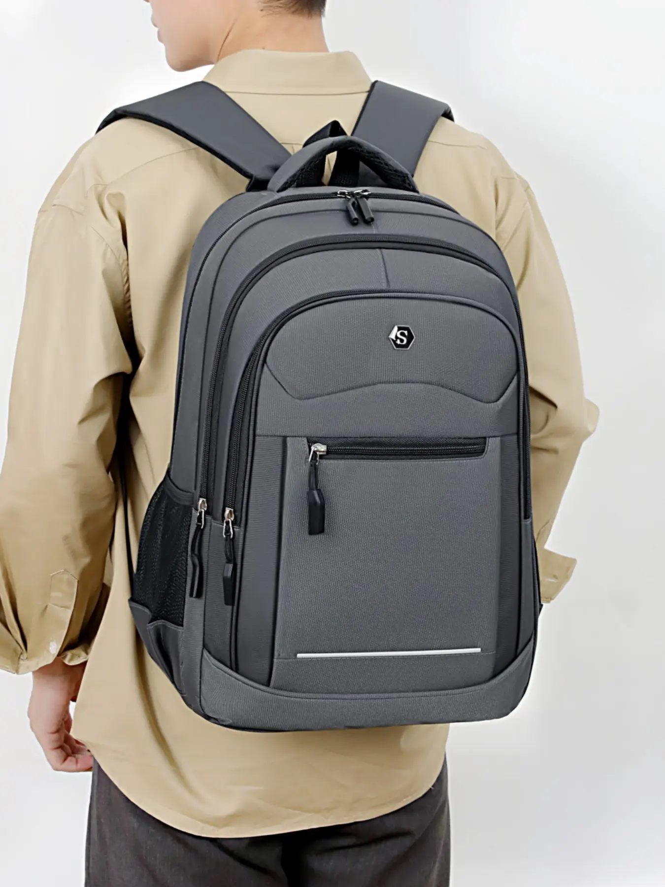 New Custom Business Backpack Men Large Capacity Fashion Multifunctional Computer Bag Casual High School Student Shoulder Bag Lightweight Simple