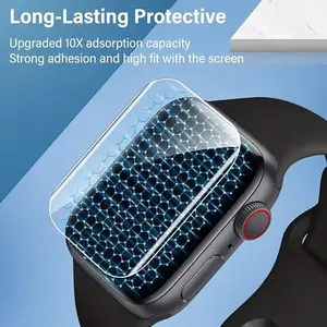 4-Pack Water Gel Screen Protector for Various Apple Watch Models, Includes 46mm, 42mm, 45mm, 41mm, 44mm, Iwatch Ultra 49mm Design