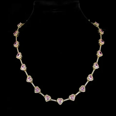 10mm Pink Heart Shaped Necklace, Heart Design Necklace, Fashion Jewelry for Party, Daily Clothing Decor, Trendy All-match & Exquisite Jewelry for Birthday Gift, Fashionable Jewelry