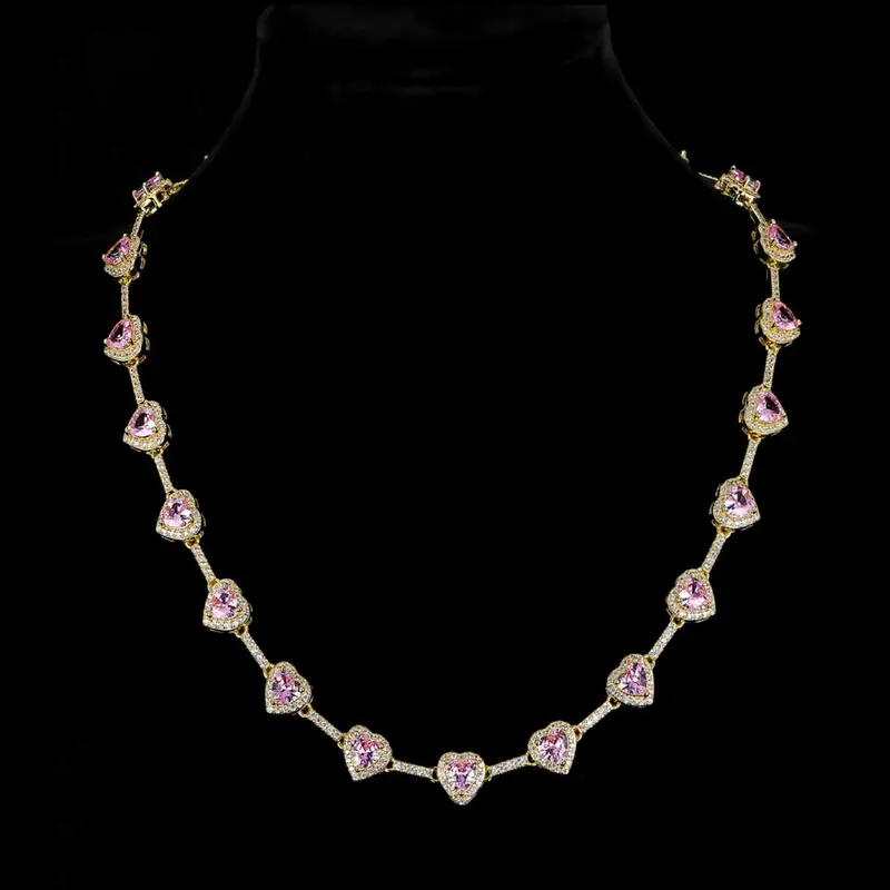 10mm Pink Heart Shaped Necklace, Heart Design Necklace, Fashion Jewelry for Party, Daily Clothing Decor, Trendy All-match & Exquisite Jewelry for Birthday Gift, Fashionable Jewelry