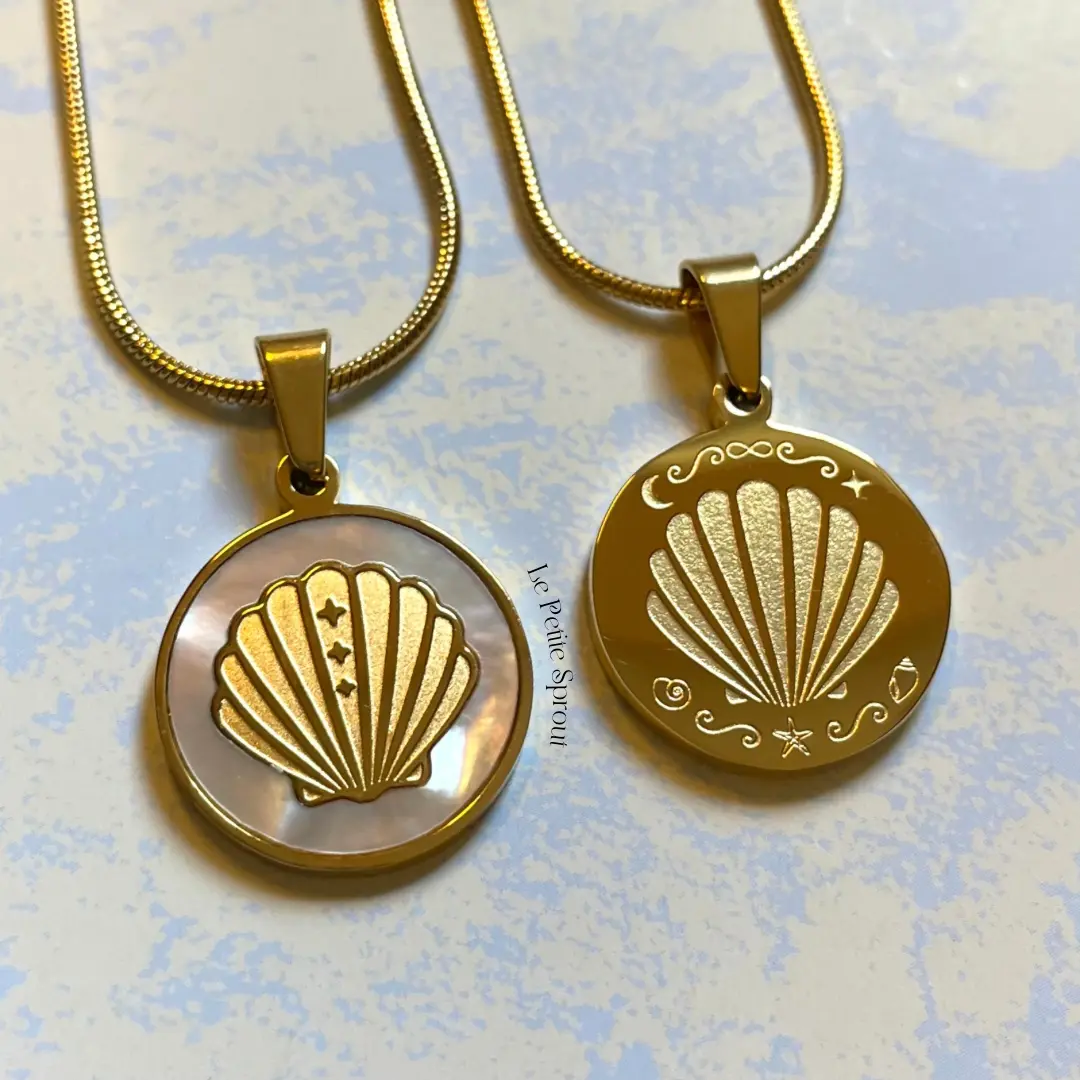 Beach Lover Forever Double-Sided Light Shell Necklace jewelry women trendy stainless