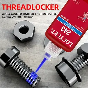1pc/2pc/3pcs (1.69oz) 243 Thread Locker, Anaerobic Strong Adhesive, Low Medium High Strength, High Temperature Resistant, Oil Stain Resistant, Anti-slip, Anti-rust And Multifunctional Screw Glue for factory&workshops&packers&contractors