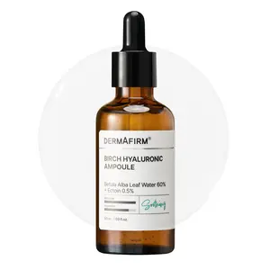 Dermafirm Birch Hyaluronic Ampoule 1.69 fl.oz, Korean Serum with Birch Water 60% + Ectoin for Dry & Sensitive Skin, Long-Lasting Moisture & Plumping Care