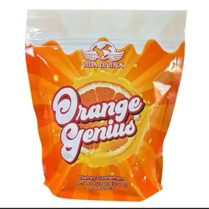 Orange Genius Juice Beverage - 30 Servings of Natural Ingredients for Energy and Concentration - Ideal for Healthy Living - Vitamin, Fruit