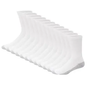 Hanes Menswear Double Tough Men's Crew Socks - White, Cushioned, Mid-Calf, Smooth Classic Fabric, Elegant Fit - Size 6-12, 12-Pack