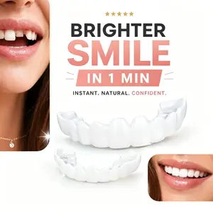 Perfect Summer Glow Up! Instant Fix Snap-On Teeth Veneers for Missing or Broken Temporary Smile Cover for Confidence and Comfort Easy to Use 【3 Sets】