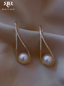 Women's Elegant Faux Pearl Embellished French Vintage Luxury Fashion Earrings, Unique Design, All Season Jewelry, No Choking Hazard