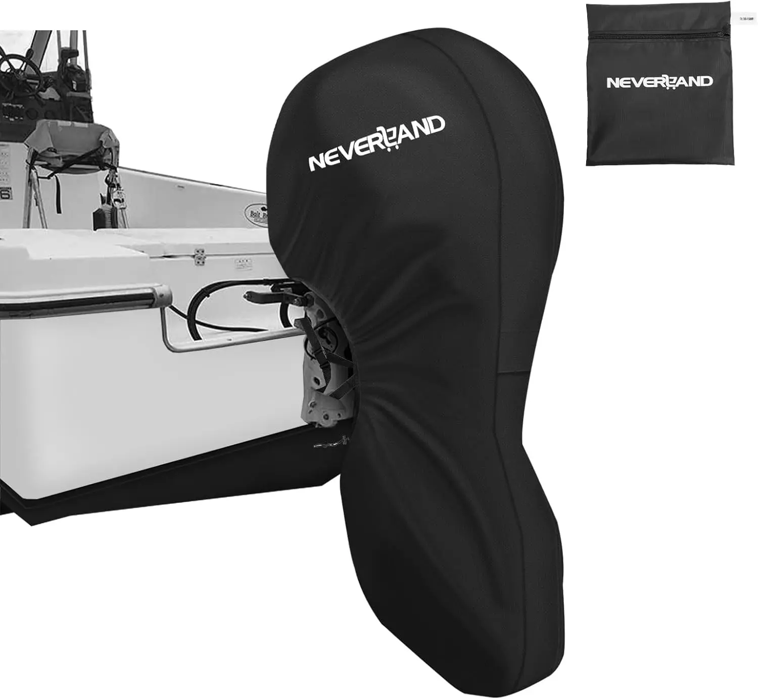 Outboard Motor Cover 600D Full Boat Motor Cover Fits 100–150HP Motors Black | Waterproof, 600D Heavy Duty, UV, Tear-Resistant Marine Grade Outboard Engine Covers with Zipper