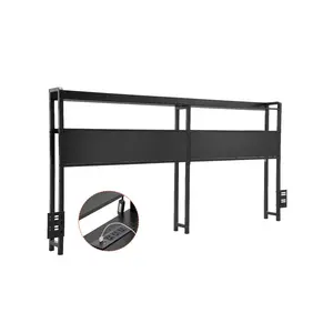 fathersdaygift VEVOR Headboard for Queen Size Bed, Adjustable Height Headboard with 2 Shelves Storage, Freestanding Head Board with Charging Station and LED Light for Different Bed Frames, Easy Assembly, Black