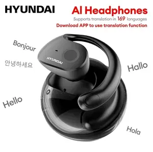 HYUNDAI T26 Pro Open-Ear Wireless Bluetooth 5.4 Stereo Headphones Supports 169-Language Translation, Chargeable & Automatic Connection, Intelligent Noise Reduction, Waterproof Sport Earphones for Music & Phone Calls