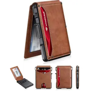 Minimalist Men’s Slim Wallet: 9 - 13 Cards, Money Clip, ID Window. RFID - Blocking, Aluminum Bifold Pop - Up SpringStatements