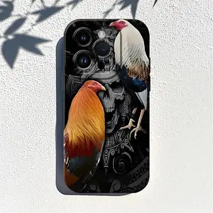 Cool Humorous Skull Two Roosters Pattern Design Phone Case , Soft Silicone, Fully Protected and Shockproof Cover For iPhone 17 16 15 Pro Max 14 13 12 11 X Plus Air 17e Mini