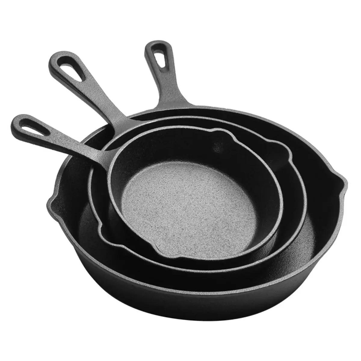 3PCS Cast Iron Non-Stick Mini Skillets, Flat Bottom Cookware for Pancakes, Steaks, Meats & Eggs, Oil-Splatter Resistant Home Pans