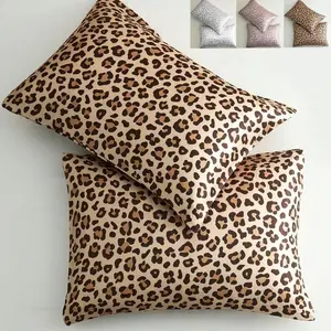 Leopard Print Pillowcase, 2 Counts/set Soft Comfortable Pillow Cover, Pillow Protector for Home Bedroom Dormitory Hotel