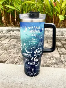 Velaris Night Court 40oz Tumbler with Handle, City of Starlight Mug, Fantasy Bookish Gift, ACOTAR Inspired Drinkware