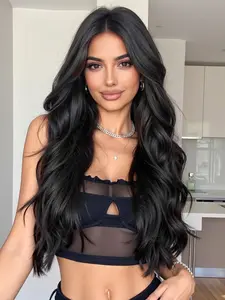 28 Inch Middle Part Long Curly Wig, Synthetic Curly Wigs, Synthetic Material, Natural Comfort Fit, Versatile Style for Women, Daily Wear