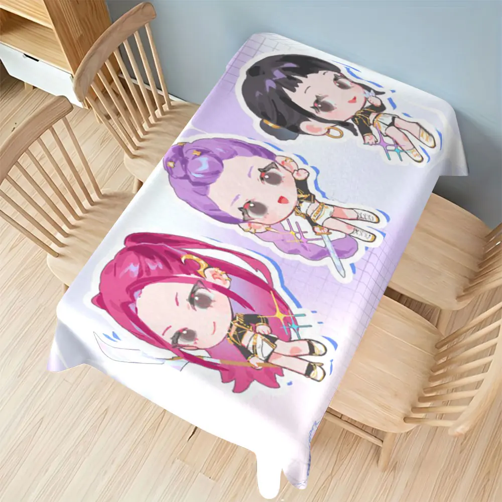 Huntress Group Trendy Anime Print Tablecloth, Rich Colors, High-Quality Polyester Fiber, Easy to Clean, Christmas Indoor Home Kitchen Decor