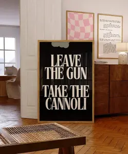 [Sale Off Up To 50%] [No Frame] The Godfather Movie Quote Leave the Gun Poster, Take the Cannoli Printable Trendy Wall Art, Classic Film Poster, Minimalistic Black and White