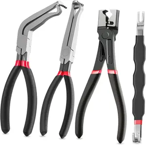 4 Pcs Automotive Electrical Disconnect Pliers Tools Kit, Portable Auto Electrical Connector Removal Separator Tool for Car, Hose Clamp Removal Plier, Wire Plug Removal Tool