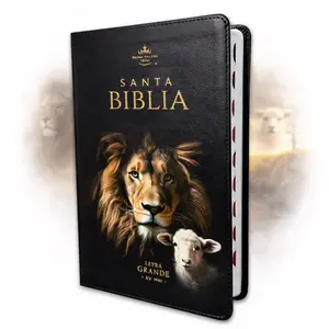 Biblia Letra Grande 12 puntos RV1960 imit piel negro león y cordero con índice