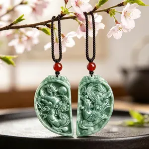 1pc/2pcs optional+natural stone pendant, suitable for both men and Women's dragon and phoenix pendants, holiday party costumes and accessories, natural stone pendant necklace, sweater chain pendant+gift giving for couples on holidays