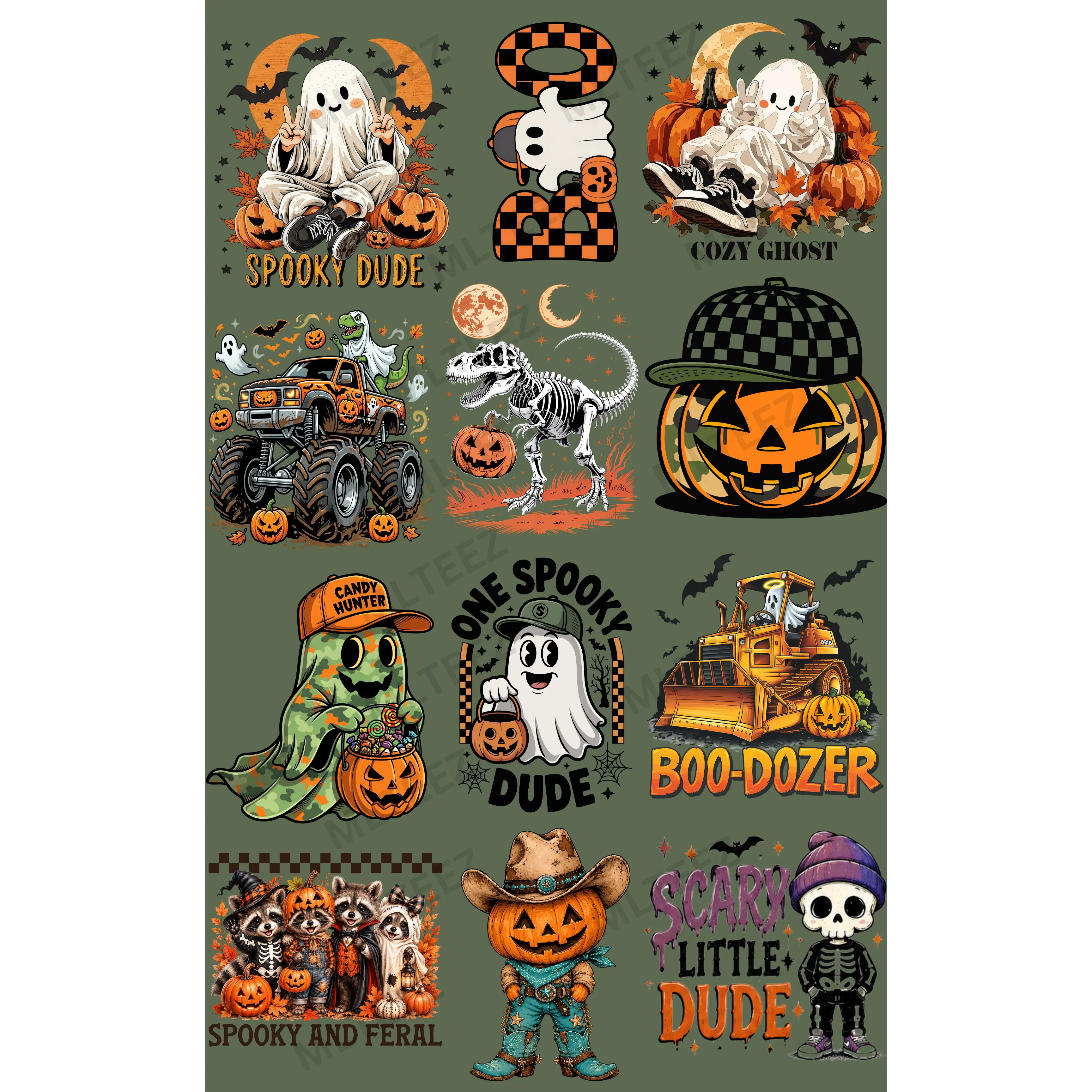 SPOOKY DUDE YOUTH (1) PREMADE GANGSHEET - 22X36 DTF TRANSFERS - DIRECT TO FILM