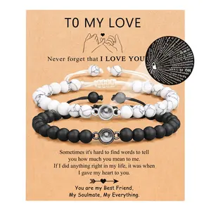 I Love You 100 Languages Bracelets Couples Gifts To My Men, Boyfriend, Girlfriend, Husband, My Love, Soulmate, Fiance - Anniversary Valentines Day Birthday Christmas Gift for Him and Her