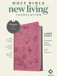 NLT Large Print Premium Value Thinline Bible, Filament-Enabled Edition (LeatherLike, Garden Pink)