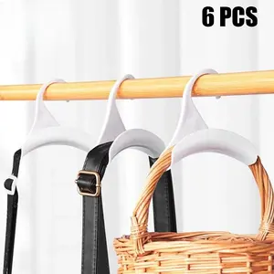 6PCS Solid Color Bag Tie Scarf Storage Hooks, Bag Crease Prevention Hangers for Handbags Purses, Multipurpose Closet Hooks for Home Bedroom Organization, Space Saving Storage Accessories