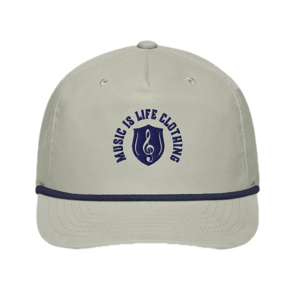 Midnight Navy Music Is Life Clothing Golf Rope Cap - 70% Cotton 30% Nylon Adjustable Snapback Classic Style