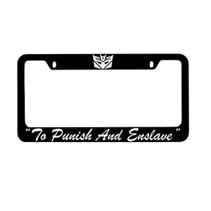 To Punish and Enslave Barricade Metal License Plate Frame | Decepticon Transformers Movie Car Decor