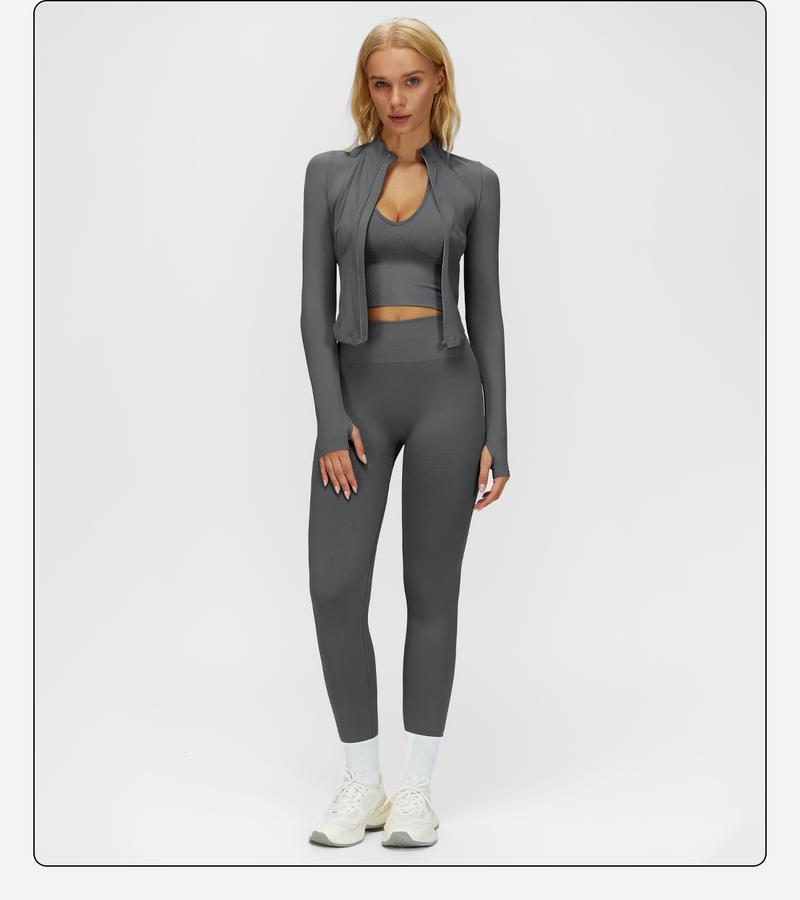 MFVIM Women's Solid Criss Cross Crop Tank Top High Waist Leggings Zip Up Crop Jacket Tracksuit Set Breathable Comfortable Yoga Workout Gym Athletic Activewear Textured Sweatsuit Thermal Lined Sports MFVIM Women's Solid Criss Cross Crop Tank Top High Waist Leggings Zip Up Crop Jacket Tracksuit Set Breathable Comfortable Yoga Workout Gym Athletic Activewear Textured Sweatsuit Thermal Lined Sports