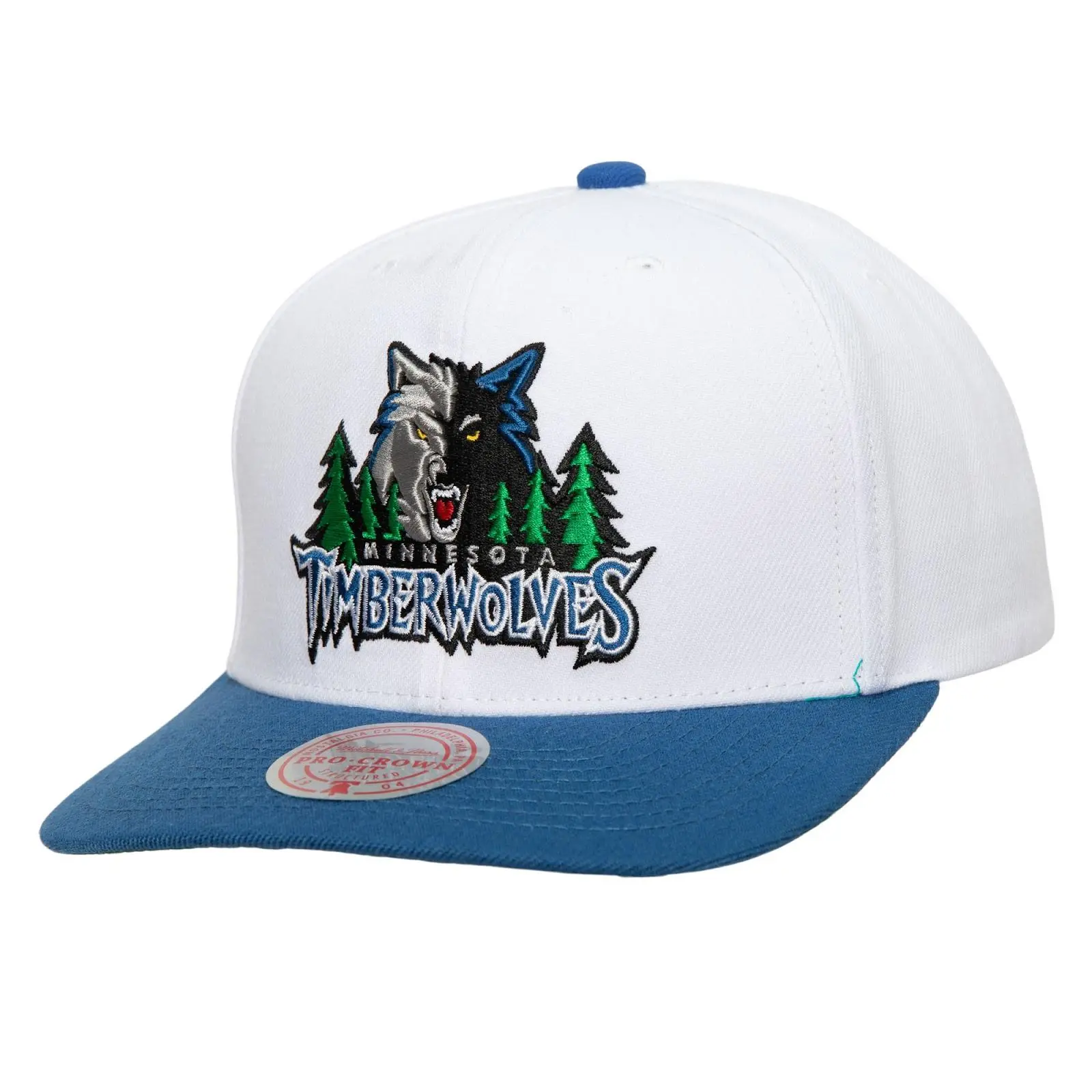 White Minnesota Timberwolves Hardwood Classics Team 2.0 Two-Tone Pro Snapback Hat NBA Throwback Cap Adjustable Fan Gear Mitchell & Ness