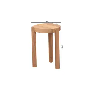 Shadi Acacia Wood Multipurpose Accent Stool with Sculptural Tripod Base