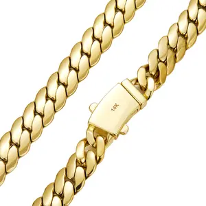 14K Gold Plated 8 mm Cuban Link Chain Necklace | Waterproof & Tarnish-Resistant Technology | Bold Hip Hop Chain for Men & Women | 7.5–30 inch length | Trending Jewelry on TikTok rapper Hypoallergenic Bracelet Stainless Steel Miami  accessories