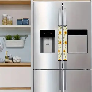 2pcs 4.7x15.7 inch Elegant Sunflower Vine Pattern Kitchen Appliance Handle Covers | Removable and Reusable Protective Covers for Refrigerator/Dishwasher/Microwave/Oven.  Home Decor, Holiday Gift. 2.09LYY-20