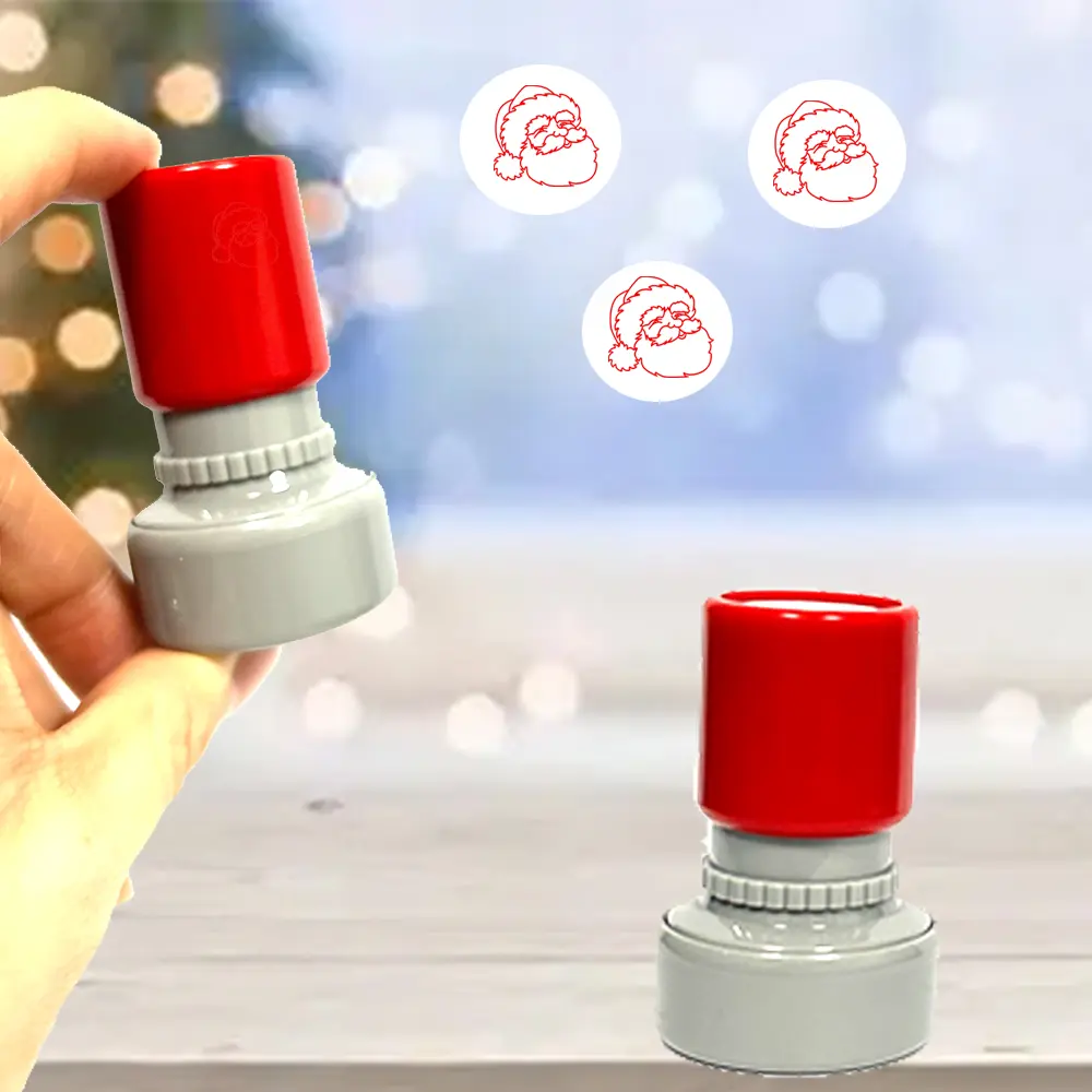 Santa Claus Print Stamp Set, Round Self-Inking Stamps for Classroom Parties & Christmas Decorations, Creative Craft Supplies