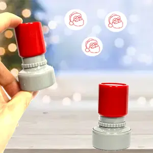 Santa Claus Print Stamp Set, Round Self-Inking Stamps for Classroom Parties & Christmas Decorations, Creative Craft Supplies