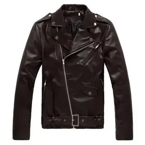 Men’s slim motorcycle jacket, 2025 spring–autumn–winter, washed PU leather (faux), classic style