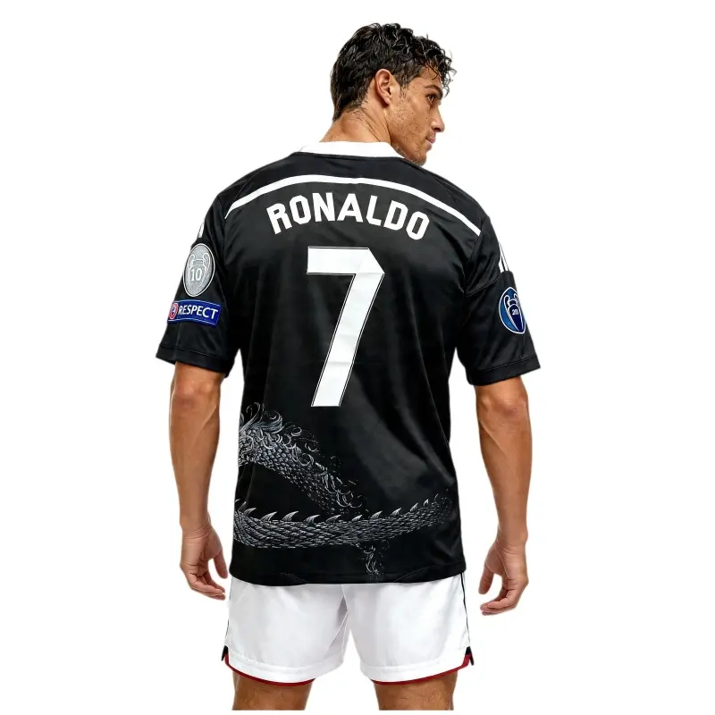 1415 Third Away Short Sleeve Black Dragon No. 7 Soccer Jersey