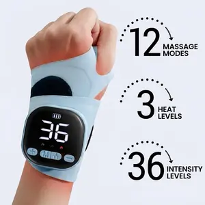 Electric Wrist Massager with Heat & EMS Pulse Therapy, Massage Devices for Carpal Tunnel & Arthritis Relief, 12 Modes, 3-Level Heat, Portable Breathable Design, Ideal for Daily Use & Sports, Self-Care Birthday Gift