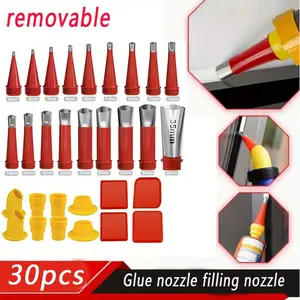 Caulking Finisher Kit Of 30pcs includes 18pcs Caulking Nozzle Applicators, 8 Connector Caulking Guns, 4 Grout Scraper for Bathroom Kitchen Doors Windows Adhesives Glue