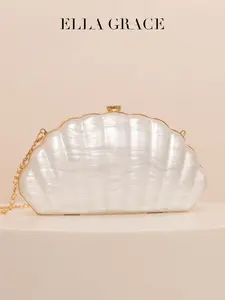 Acrylic Shaped Shell Shape Women's Handbag for Women's Party Fashion Wedding Dinner Clutch One Shoulder Crossbody Bag Mobile Phone Key Lipstick Envelope Ideal Birthday Gift for Girls' Party High-end Banquet Tote Bag